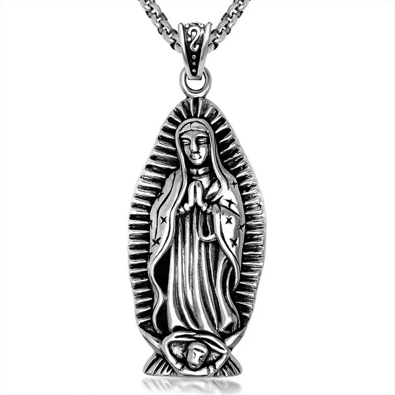 Personalized Hiphop Madonna Stainless Steel Virgin Mary Statue Pendant for Religious Men Women Charm Jewelry Valentine's Day