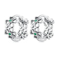 NEW 925 Sterling Silver Flower Hollow Hoop Earrings for Women Lucky Clover Grass Ear Clips Wedding Party Jewelry Gift SCE1567