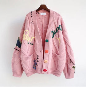 2023 Women's Autumn/Winter New Letter Fashion Lazy Embroidered Sweater