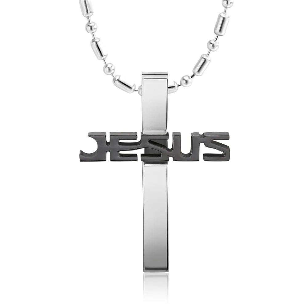 SCP174 Men's Cheap Western Christian China 316L Stainless Steel Jewelry Wholesale Religious Jewelry Cross Jesus Necklace