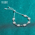 Silver 925 Original Total 2 Carat Excellent Cut Diamond Test Passed D Color Moissanite Clover Bracelet Chain for Women Party