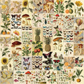 50PCS Vintage Artsy Aesthetic butterfly Poster Flower Cute Mushroom Nature Sticker