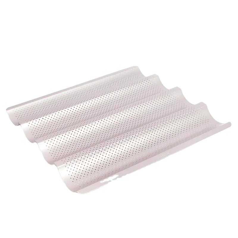 CHEFMADE WK9865 Carbon Steel Bakeware Non Stick Perforated Large French Bread Tray Baguette Pan for Oven Baking