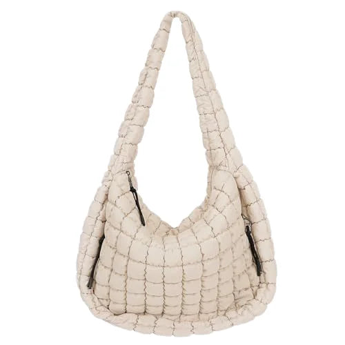 OEM Large Quilted Carryall Puffer Shoulder Bag Lightweight Cloud Down Filled Padding Hobo Custom Huge Size Winter Sling Tote Bag