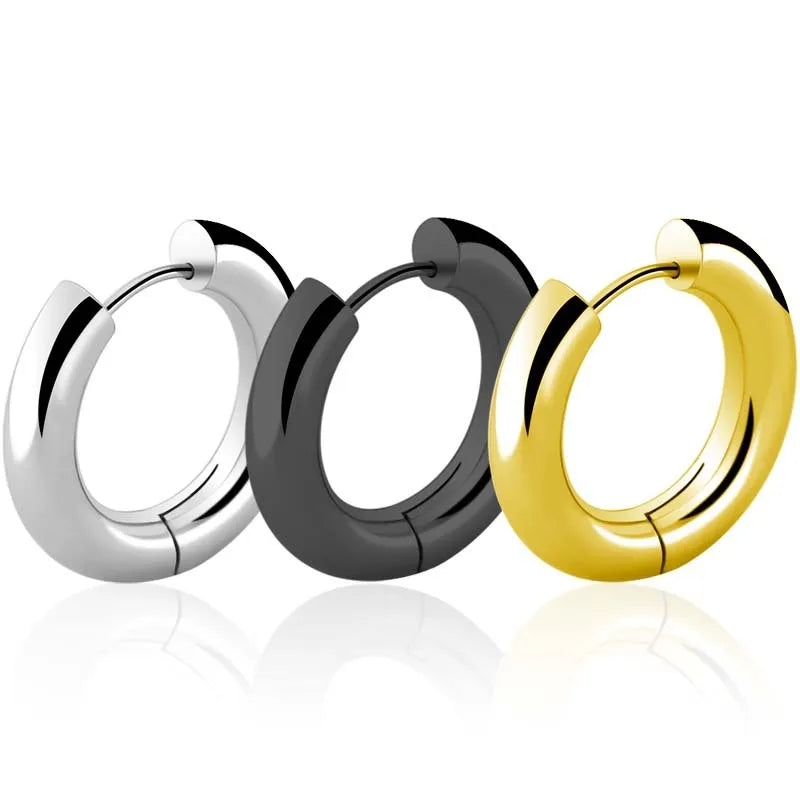 5mm Thick Fashion Luxury Jewelry Dainty Round Circle Ear Hoops Women Stainless Steel Earrings