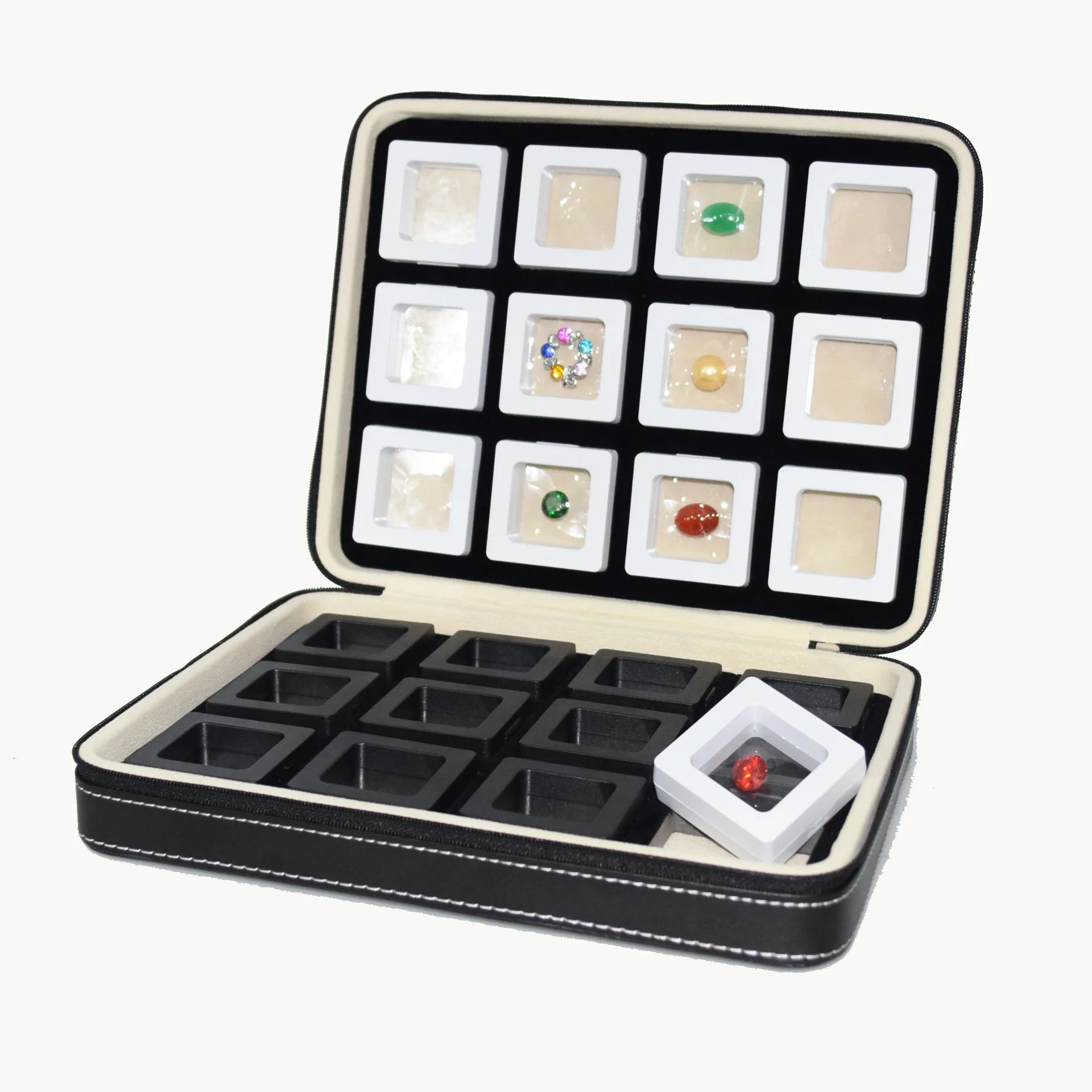 Luxury Black Pu Travel Box Packaging Branding PE Display Rings Custom Leather Jewelry Box