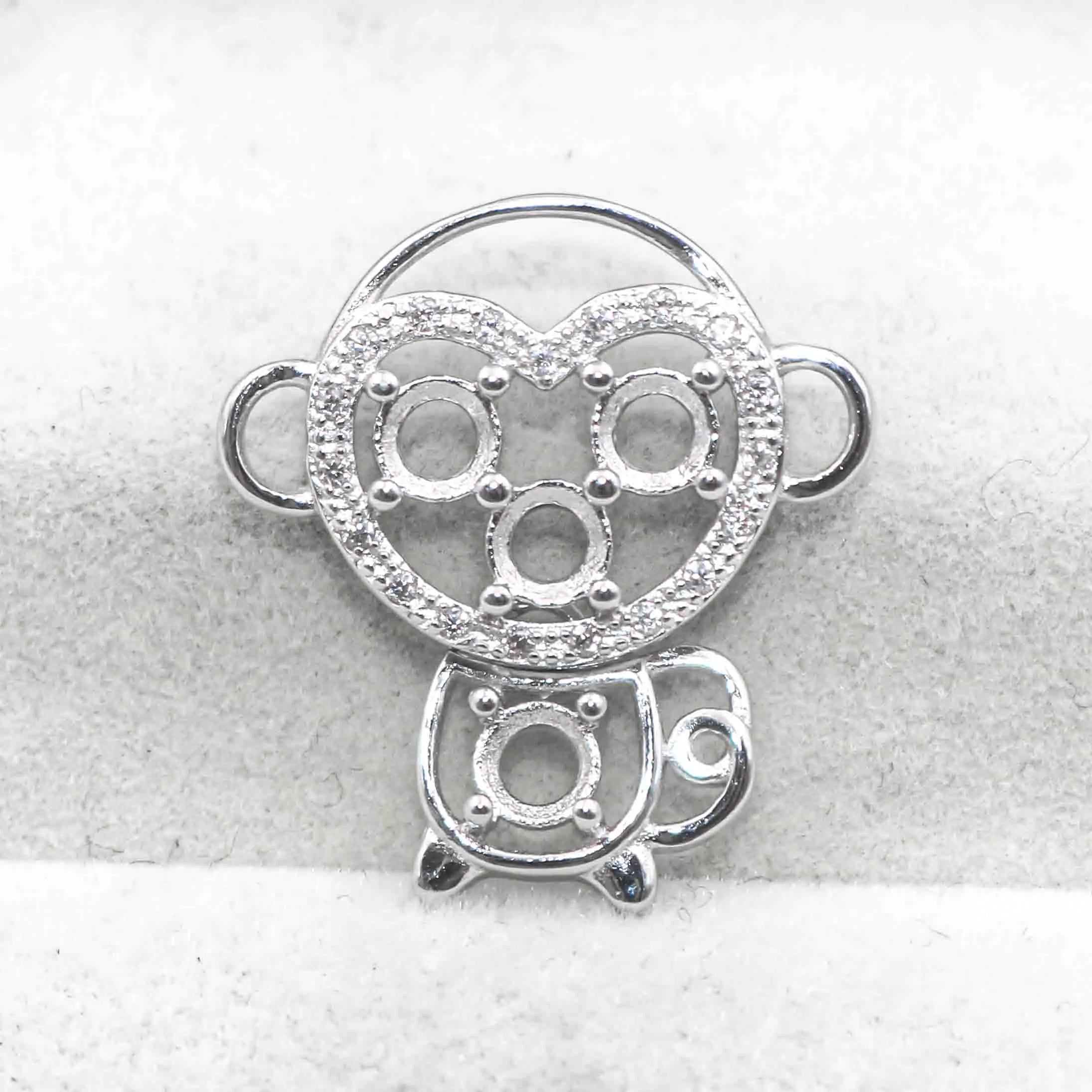 Sterling Silver 4*4mm Semi Mount Pendant Empty Frame Blank Support Setting S925 Base Holder Without Center Stone for DIY Inlay