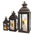 Vintage Black Gold Brush Large Candle Fragment Lanterns Large Floor Stand European Iron Empty  Hanging Lantern for Candle