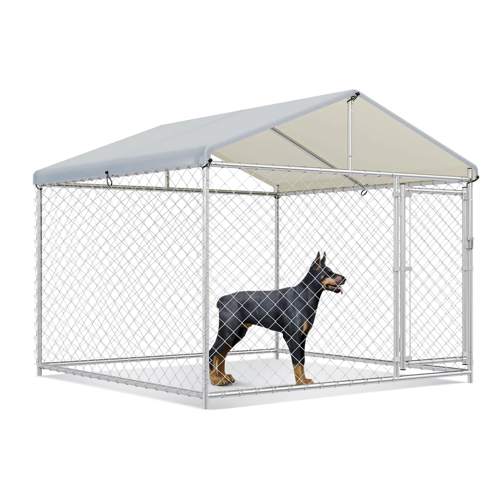 Large Commercial Outdoor Heavy Duty Metal Dog Cage with Cover or Roof Weatherproof 78''L X 78''W X 67''H