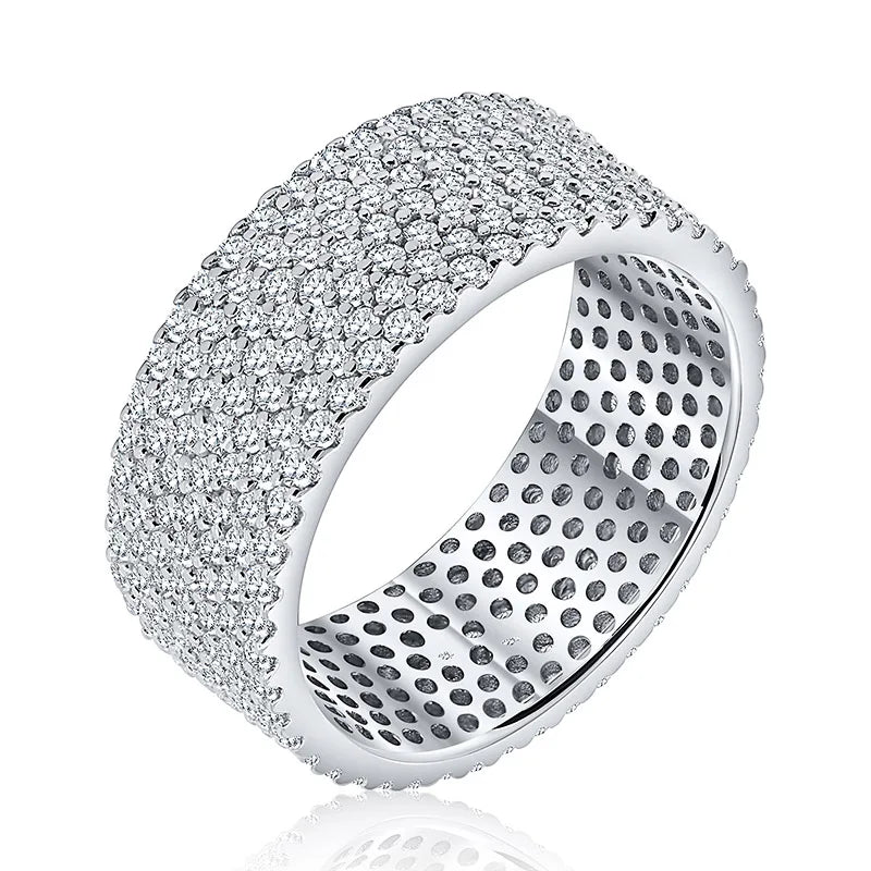 Faynimose High End Wholesale Custom Diamond Jewelry S925 Sterling Silver Wedding Ring Band Round Cut Engagement Rings for Women