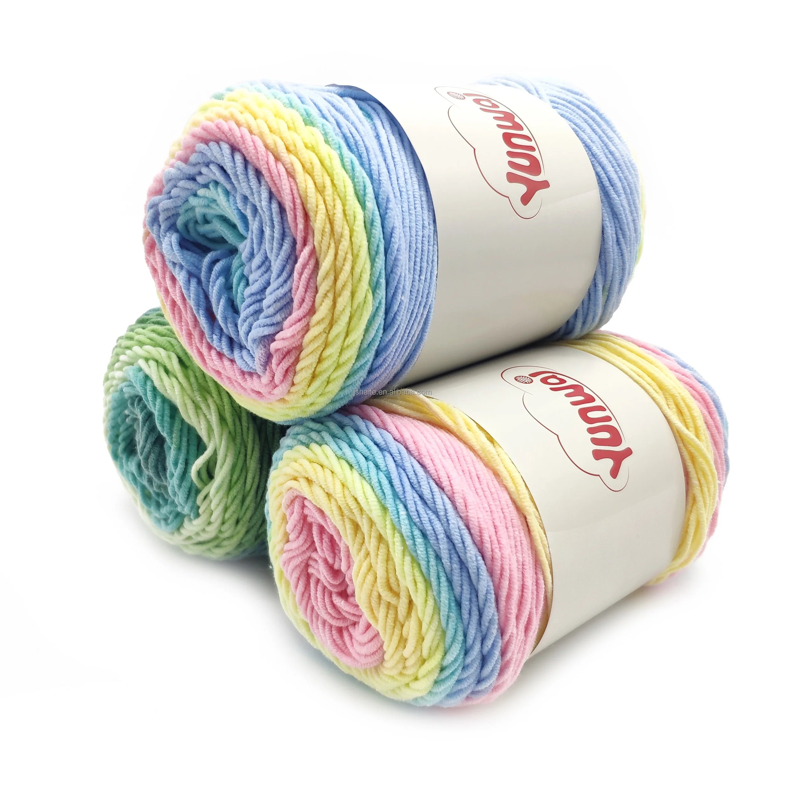 100gm Rainbow Dyed High Tenacity Acrylic and Cotton Blend Cake Yarn for DIY