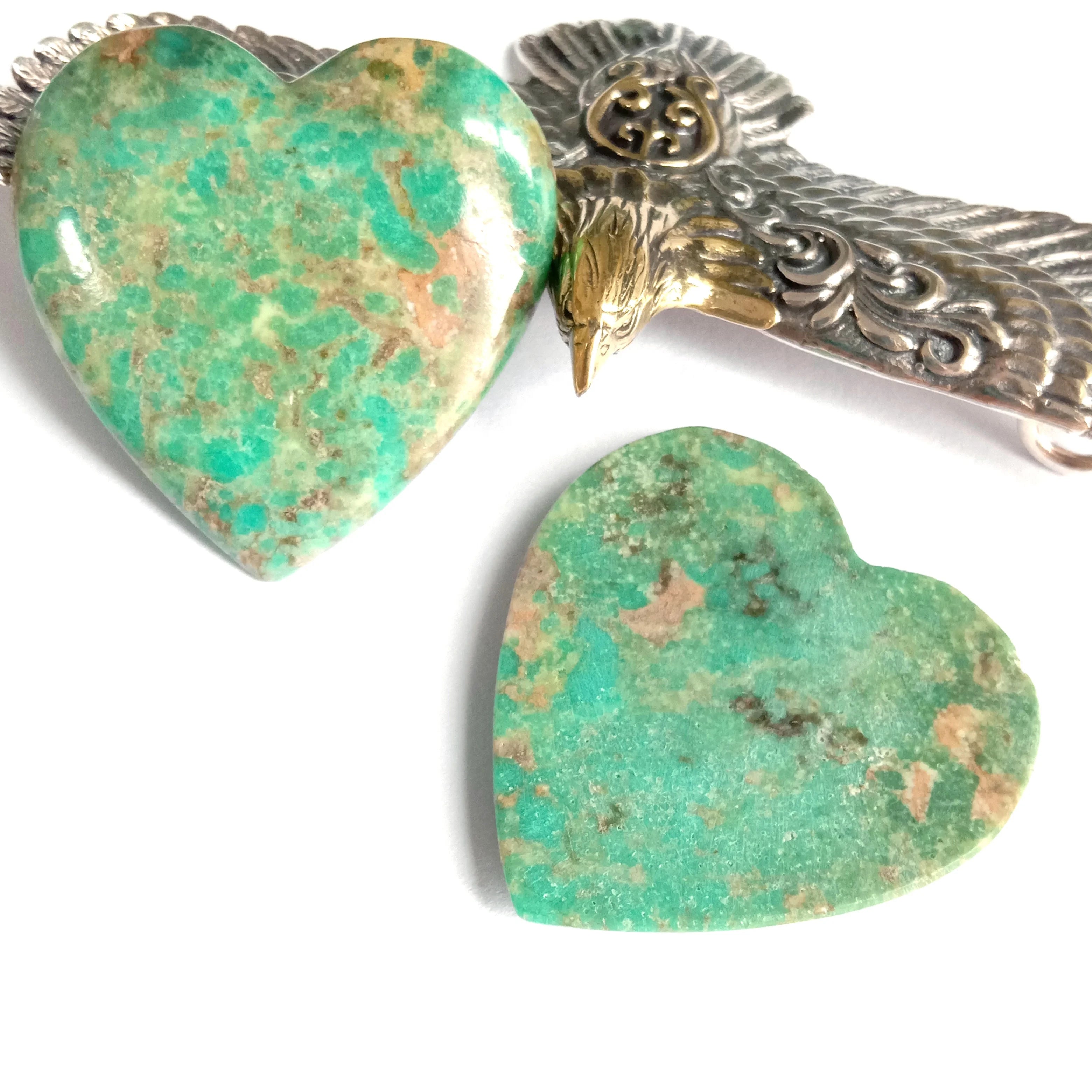 Blue Green Turquoise Medium Large Heart Cabochon