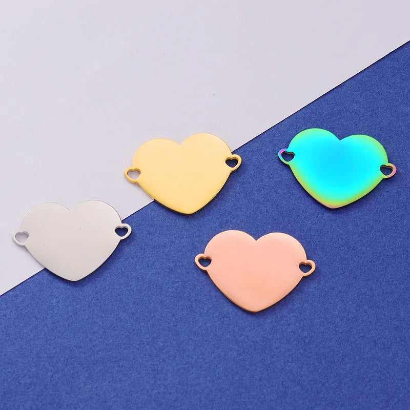 Factory Customization Personalized Mirror Polished Stainless Steel Hollow Pet Blank Label Heart Pendant Fine Pendants Charms