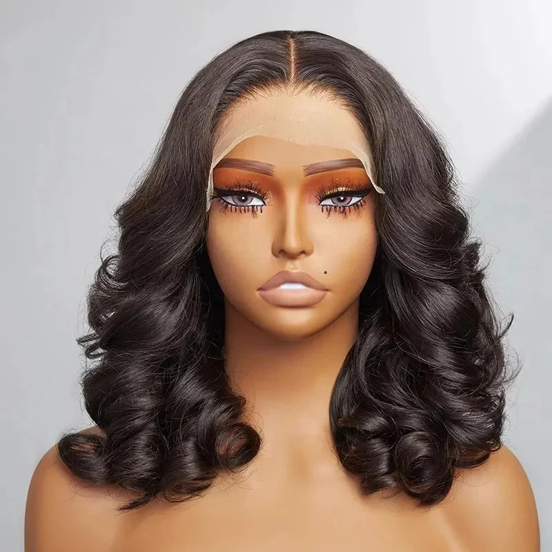 Factory Loose Wave 13x4 Human Hair Lace Front Wig for Black Women Short Natural Color Double Drawn 100 Percent Human Hair Wigs