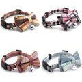 Plaid Adjustable and Removable Cat Collar Quick Release Cat Collar Bells With Bow Tie