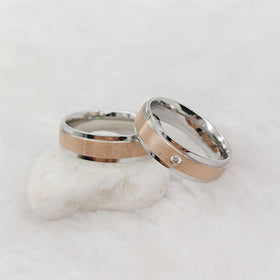 2pcs Bridal Wedding Engagement Rings Sets for Couples Western Love Alliance 14k Rose Gold Plated Fashion Jewelry Finger Ring