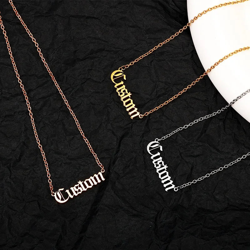 Wholesale Custom Names 18K Gold Plated Stainless Steel Necklace Personalized Letter Necklace for Man and Women