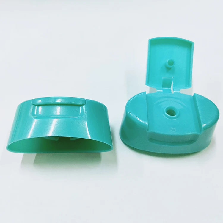 Green Color PP Plastic Curve Oval Shampoo Flip Top Bottle Cap with Snap Neck Non-Spill Cosmetic Use