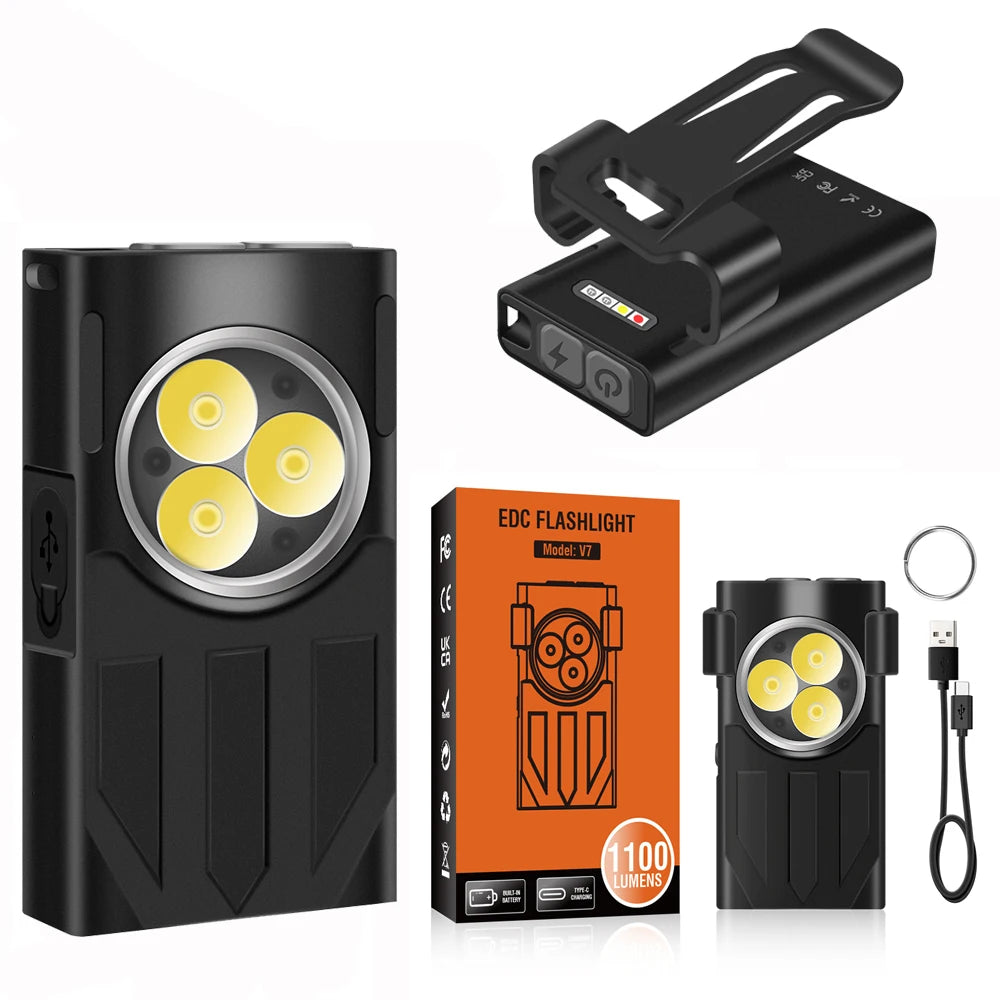 Helius Mini Portable USB Rechargeable Work Light Magnet Camping Hiking IP66 Waterproof 1000 Lumens Aluminum Alloy LED Flashlight