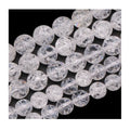 Natural Clear Quartz Stone Bulk Loose Strand Round Cracked White Clear Quartz Beads for Jewelry Making