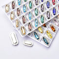 Long Oval Shape Glass Crystal with Silver Claw Setting Sew on Rhinestone for Wedding Clothing Button Shoes Bags Hair Accessories