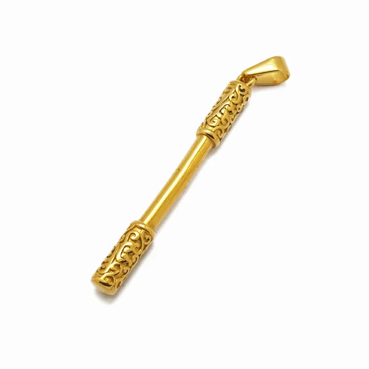 New Fashion Jewelry Stainless Steel Casting Carved Chinese Pattern Sticks Pendant 18K Gold Plated Hot Style
