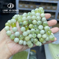 JD Fashion Summer Fresh Color 100%Natural Jade Gemstone Stretchy Bracelets 10mm Natural Light Green Jade Bracelet