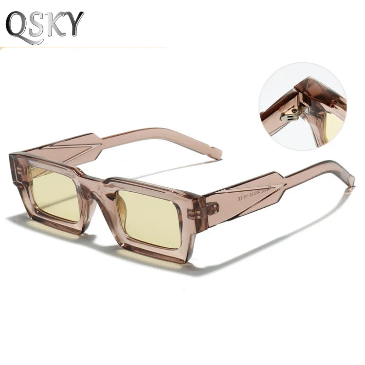 2025 Men Small Square Sunglasses Hot Selling Custom Logo Wide Legs Men Sunglasses Plastic Glasses Black Frame Sunglasses for Men