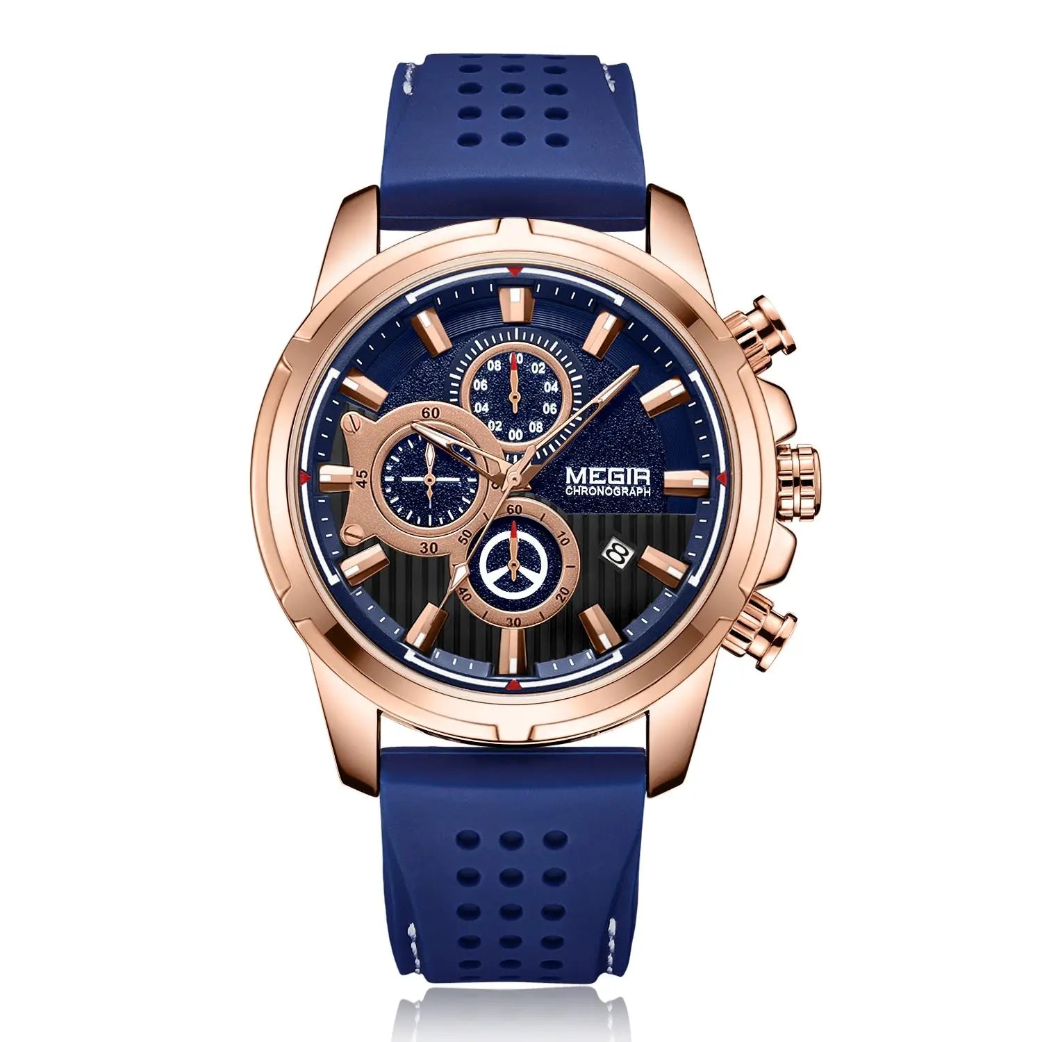 Top Brand MEGIR 2101 Luxury Rose Gold Quartz Watches Fashion Silicone Sport Watch for Men Reloj Hombre Custom LOGO Factory
