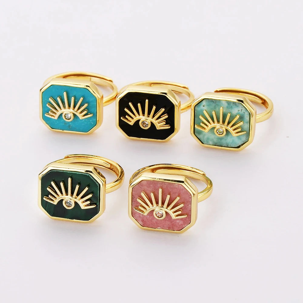 ZG0462 Fashion Jewelry Ring Natural Gemstone Eyes Adjustable Ring for Women