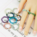 New 4mm Stone Copper Beads Elastic Ringmixed Adjustable Spot Handmade Creative Stone Ringhealing Crystal Beaded Ring
