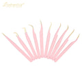 Lashestar Rose Gold pink with Gold Wholesale Custom Logo Custom Eyelash Extension Tweezers Private Label Lash Tweezers