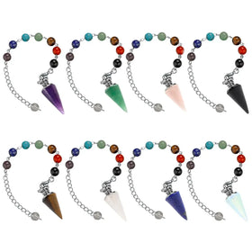 Natural Quartz Crystal Point Dowsing Pendulum Divination Healing Crystals Stone Reiki Chakra Pendant for Necklace