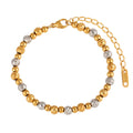Minimalist Non Tarnish Waterproof Bead Chain 18K Gold Plated Stainless Steel JewelryTrendy Beaded Stacking Bracelets YF5028