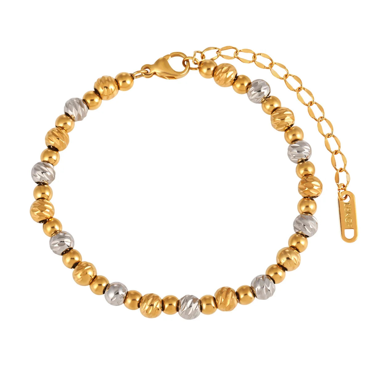 Minimalist Non Tarnish Waterproof Bead Chain 18K Gold Plated Stainless Steel JewelryTrendy Beaded Stacking Bracelets YF5028
