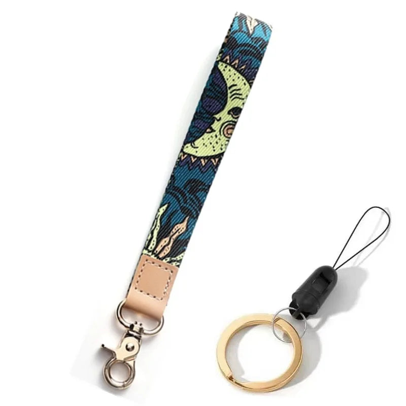 Lanyard Key Chain Cow Print Wrist Strap Keychain for Women Men Car Keyring ID Badge Card Holder Wristband Phone Lanyard Keychain