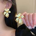 2025 French Vintage Gold Plated Floral Stud Earrings Exaggerated Large Flower Earrings Women Jewelry