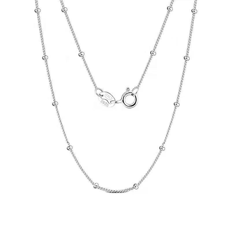 GN22 Fashion Minimalist 925 Sterling Silver 18K Gold Rhodium Plated Beads Choker Necklace for Women Fine Jewelry Chain