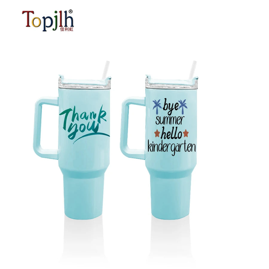 Topjlh Hot Selling Sublimation 40oz Stainless Steel Tumbler with Handle Car Cup Travel Mug Double Wall Vacuum Insulated