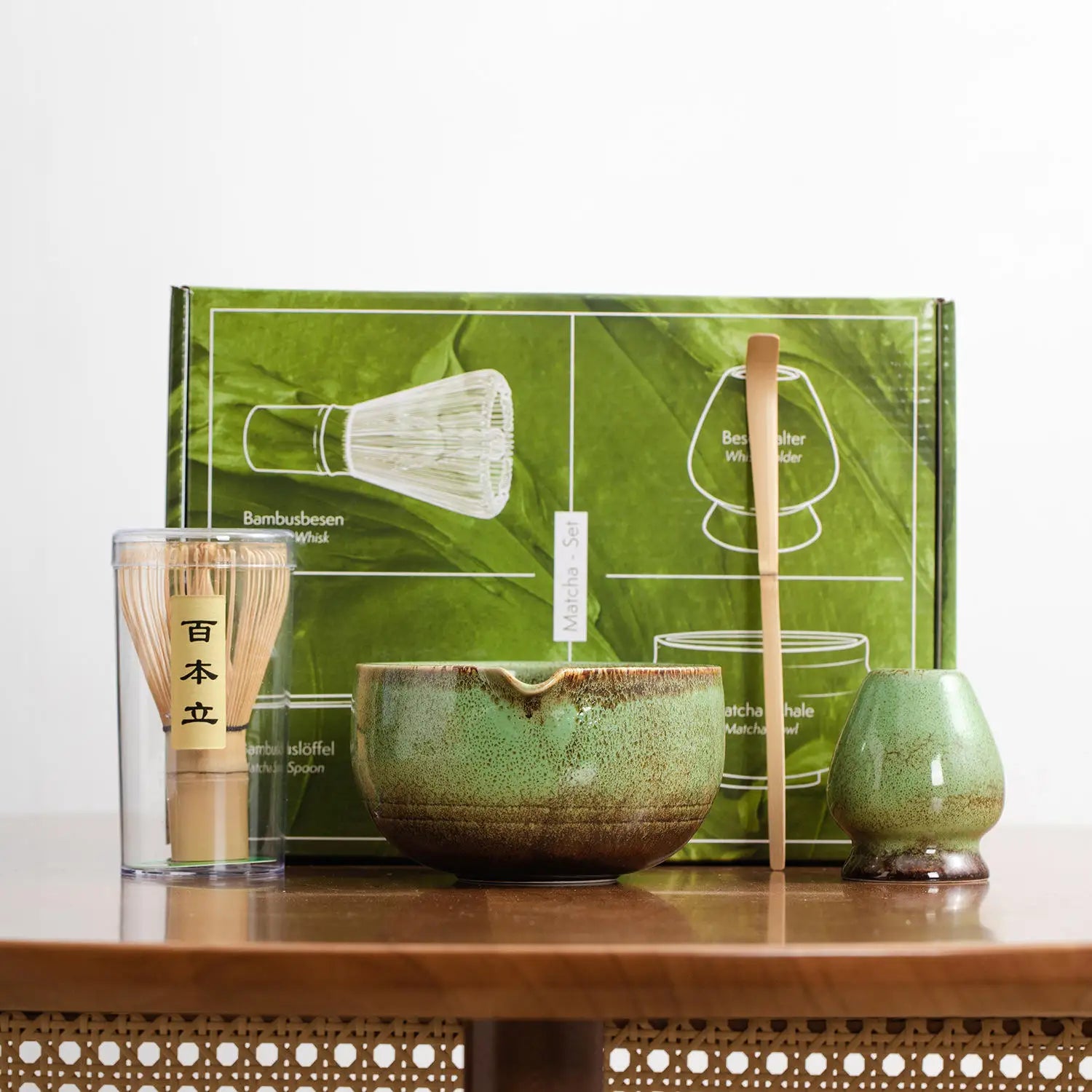 Custom Logo Printed Japanese Style Various Types Matcha Making Tools Gift Box Bamboo Tea Whisk Matcha Set for Tea Ceremony