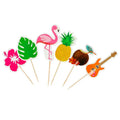 6PCS/PK Flamingo Cake Toppers Flamingo Happy Birthday Cake Decoration Tropical Hawaiian Luau Themed Cupcake Picks Party Supplies
