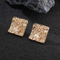 TongLing European Retro Gold Plated Earrings Women Luxury Vintage Hammered Gold Stud Earrings for Women Daily Accessories