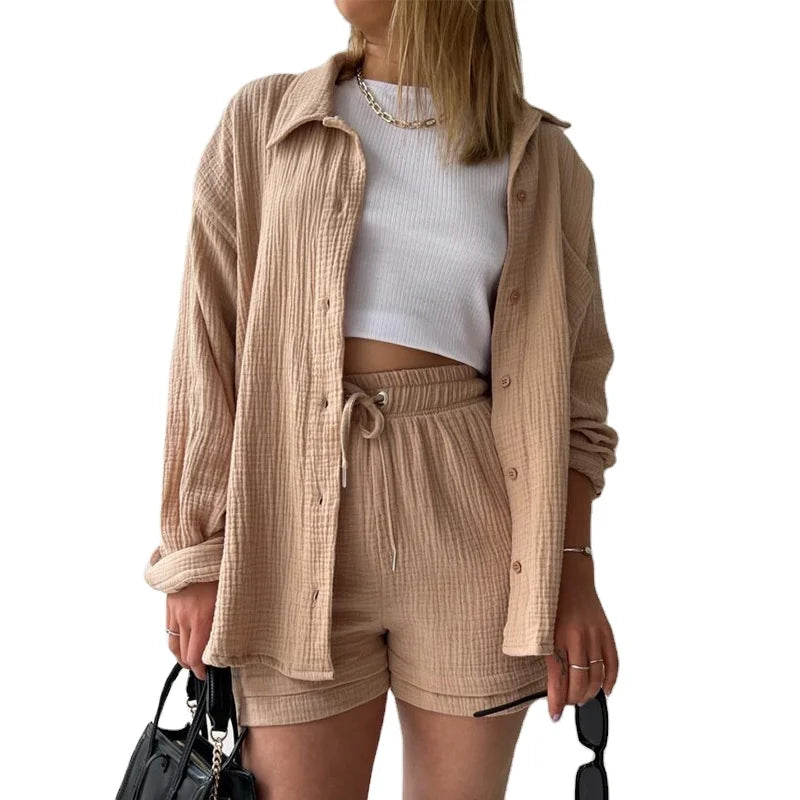 Wholesale Women Casual Two Piece Sets Ladies Solid Lounge Shorts Sets 2023 Spring Suits Women's Clothing