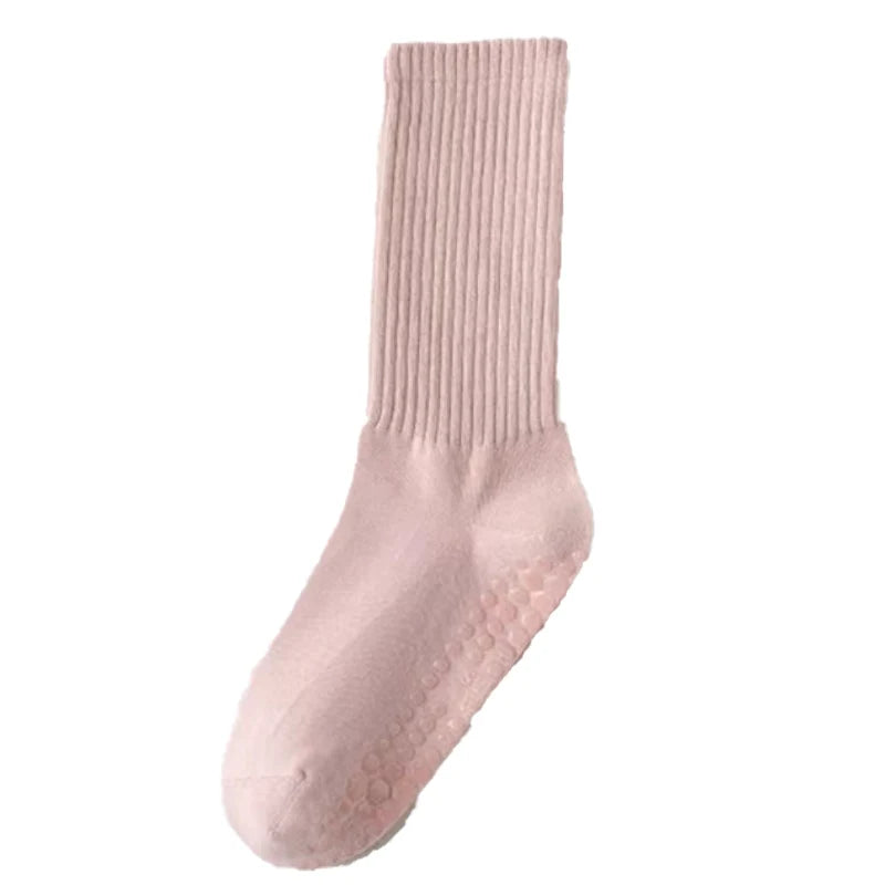 DEERJIE Perfect Quality Popular Long-Barreled Yoga Pilates Socks Women Non-Slip Grip Needle-Detecting Knitted Cotton Spandex