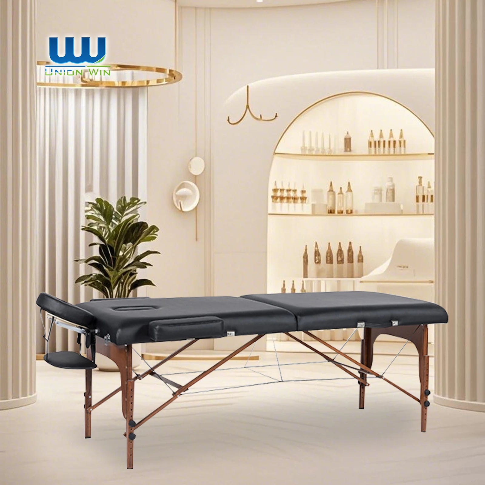 Union Win Tattoo Backrest Foldable Eyelash Adjustable Furniture Facial Salon Table Cosmetic Beauty Wooden Frame Massage Bed