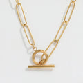 Joolim Jewelry 18K Gold Plated Simple Paper Pin Link Choker Necklace Stainless Steel Jewelry Wholesale