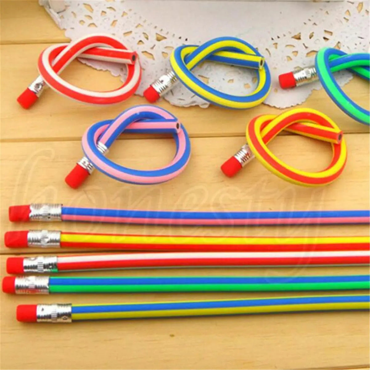 Funny Multi Colored Bendy Flexible Soft Pencils With Eraser for Kids Writing Study Magic Gift