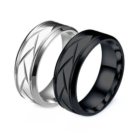 SC Hot Selling Mature Finger Rings Trendy Stainless Steel Rings Fashion Black Silver Plated Rings for Men