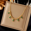 Nabest Stainless Steel Emerald Green Necklace Women African Jewelry Waterproof Gold Plated Zircon Chokers