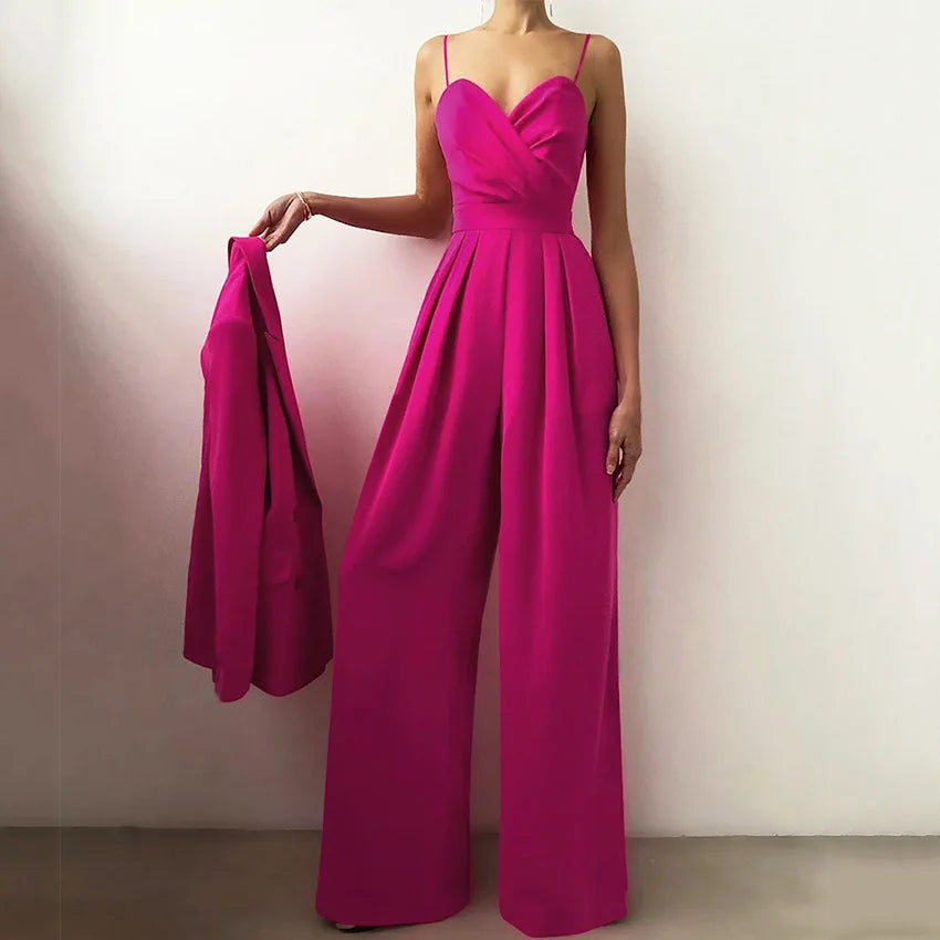 Summer Sling Jumpsuit Loose Sleeveless Jumpsuit Casual Wide Leg Pants Fashion Women's Wear